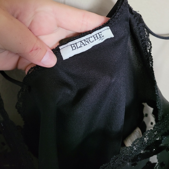 RARE VINTAGE Saks Fifth Avenue by designer Blanche Black Satin Chiffon Net Night - Picture 4 of 8